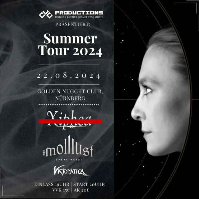 ❗️❗️ Attention - Xiphea will not perform the show tonight at Golden Nugget Nuremberg. 
We are so, so sorry that we have to cancel the show with molllust and Visionatica this evening. Due to sickness of two band members Xiphea will not be able to take part at this event. We are very sorry that it came up on such short notice. 💚
Love from Xiphea
#fairytalemetal #metalmusic #metalband #cancelled #symphonicmetalband #symphonicmetal